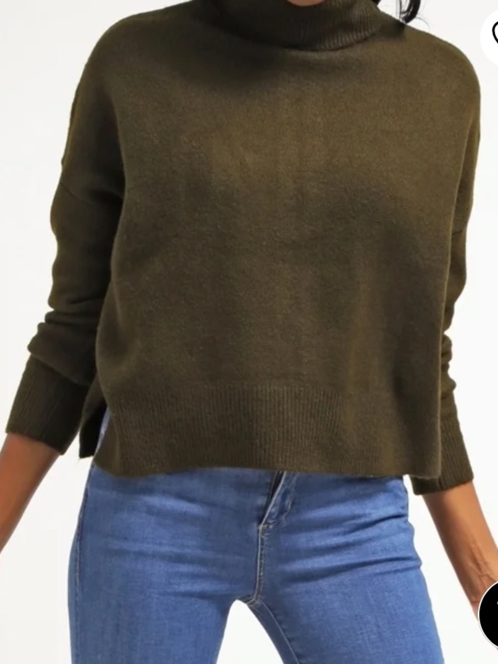 Topshop Olive Green Cowl Neck Sweater with Zipper Back